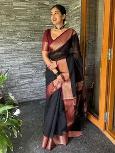 bansari textiles Woven Design Pure Silk Kanjeevaram Zari Saree