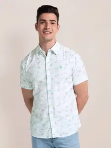 U.S. Polo Assn. Spread Collar Printed Cotton Casual Shirt