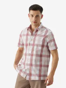 The Souled Store spread collar Short Sleeves Checked Casual Cotton Shirt