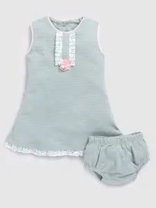 BABY GO Self Design Cotton Flounce A-Line Dress