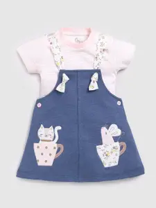BABY GO Infants Girls Cotton Round Neck Pinafore Dress