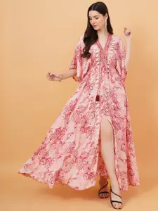 IX IMPRESSION Floral Print Gathered Kaftan Maxi Dress