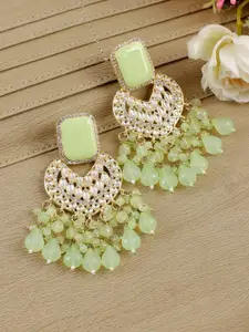 Crunchy Fashion Copper-Plated Kundan Studded Dangler Drop Earrings