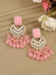 Crunchy Fashion Copper-Plated Kundan Studded Dangler Drop Earrings