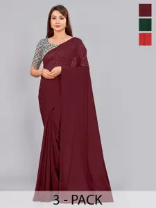 CastilloFab Selection of 3 Pure Georgette Sarees