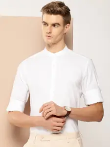 INVICTUS Pure Cotton Self Design Textured Slim Fit Opaque Formal Shirt