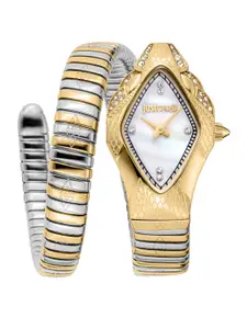 Just Cavalli Women Embellished Wrap Around Straps Oval Analogue Watch