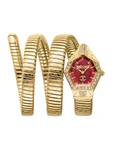 Just Cavalli Women Embellished Wrap Around Straps Analogue Automatic Watch JC1L304M0035