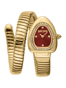Just Cavalli Women Embellished Wrap Around Straps Analogue Automatic Watch JC1L249M0025