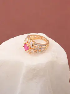 Mirana Gold Plated CZ-Studded Finger Ring