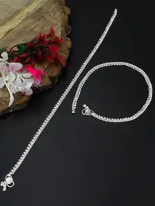 PRIVIU Silver-Plated AD Stone-Studded Anklet