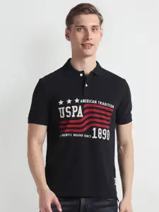 U.S. Polo Assn. Denim Co. Typography Printed Polo Collar Cotton Slim Fit T-shirt