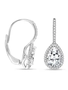 LeCalla 92.5 Sterling Silver Plated Cubic Zirconia Contemporary Drop Earrings