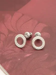 LeCalla Silver Plated 925 Sterling Silver Contemporary Studs Earrings