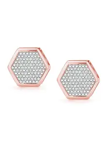 LeCalla 925 Sterling Silver Rose Gold-Plated Cubic Zirconia Studded Studs Earrings