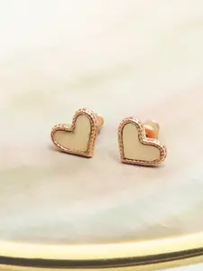 LeCalla 925 Sterling Silver Rose Gold-Plated Heart Shaped Studs