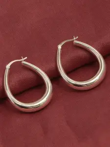 LeCalla 925 Sterling Silver Plated Contemporary Hoop Earrings