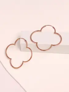 LeCalla 925 Sterling Silver Rose Gold-Plated Floral Hoop Earrings