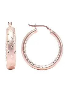 LeCalla Rose Gold Plated Contemporary Hoop Earrings