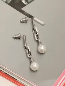 LeCalla 925 Sterling Silver Plated Cubic Zirconia Studded Beaded Drop Earrings