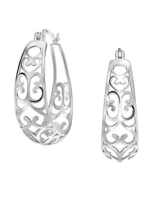 LeCalla 925 Sterling Silver Plated Contemporary Hoop Earrings