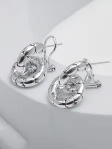 LeCalla 925 Sterling Silver Plated Cubic Zirconia Studded Half Hoop Earrings