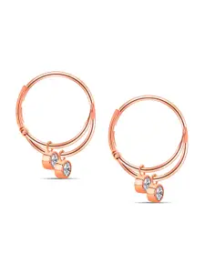 LeCalla Rose Gold-Plated Contemporary 925 Sterling Silver Hoop Earrings