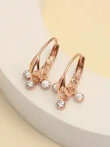 LeCalla Rose Gold-Plated Contemporary 925 Sterling Silver Hoop Earrings