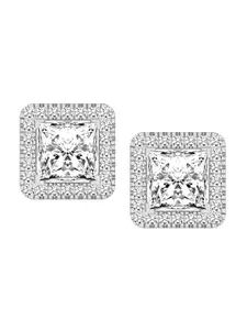 LeCalla 925 Sterling Silver Rhodium-Plated Cubic Zirconia Studded Studs Earrings