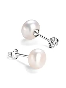 LeCalla 925 Sterling Silver Plated Beaded Contemporary Studs