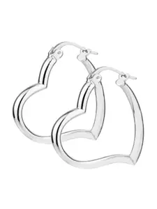 LeCalla 925 Sterling Silver Rhodium-Plated Heart Shaped Hoop Earrings