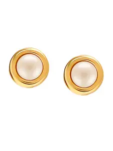 LeCalla Gold-Plated 925 Sterling Silver Pearls Contemporary Studs Earrings