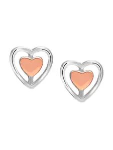 LeCalla 925 Sterling Silver Rose Gold-Plated Heart Shaped Studs