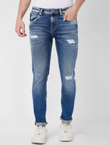 SPYKAR Men Skinny Fit Low-Rise Mildly Distressed Heavy Fade Cotton Jeans