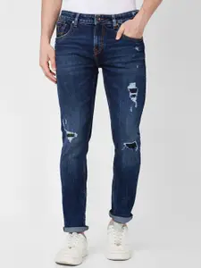 SPYKAR Men Skinny Fit Low-Rise Mildly Distressed Heavy Fade Jeans