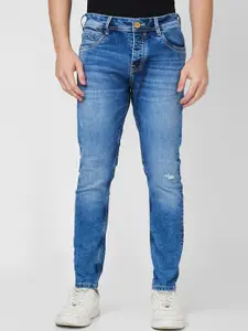 SPYKAR Men Mid-Rise Tapered Fit Mildly Distressed Heavy Fade Cotton Stretchable Jeans