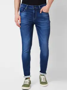 SPYKAR Men Slim Fit Low-Rise Heavy Fade Clean Look Whiskers Cotton Jeans