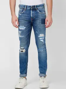 SPYKAR Men Skinny Fit Low-Rise Highly Distressed Heavy Fade Cotton Jeans