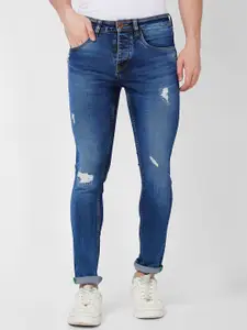 SPYKAR Men Skinny Fit Low-Rise Mildly Distressed Light Fade Jeans