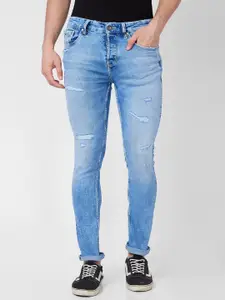 SPYKAR Men Skinny Fit Low-Rise Mildly Distressed Heavy Fade Stretchable Jeans