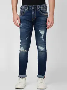 SPYKAR Men Skinny Fit Low-Rise Highly Distressed Heavy Fade Stretchable Jeans