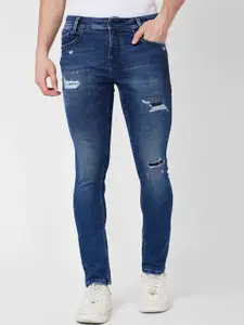 SPYKAR Men Skinny Fit Low-Rise Mildly Distressed Heavy Fade Stretchable Jeans