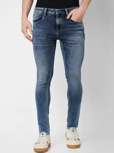 SPYKAR Men Slim Fit Low-Rise Heavy Fade Clean Look Stretchable Jeans