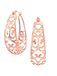 LeCalla Rose Gold-Plated 925 Sterling Silver Contemporary Hoop Earrings