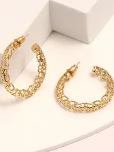 LeCalla Gold-Plated Contemporary 92.5 Sterling Silver Half Hoop Earrings
