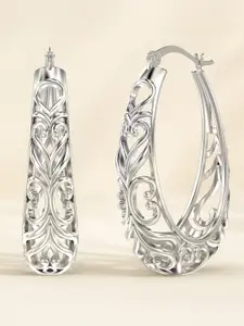 LeCalla 925 Sterling Silver Plated Contemporary Hoop Earrings