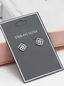 LeCalla Silver Plated Contemporary 925 Sterling Silver Studs Earrings