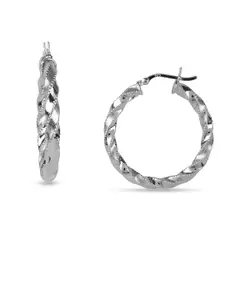 LeCalla 925 Sterling Silver Rhodium Plated Round Shaped Hoop Earrings