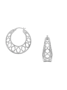 LeCalla Silver Plated Contemporary 92.5 Sterling Silver Hoop Earrings