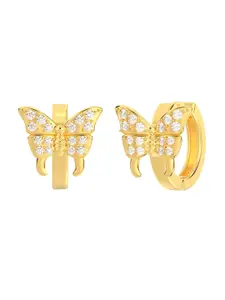 LeCalla Gold-Plated Cubic Zirconia-Studded Contemporary Hoop Earrings